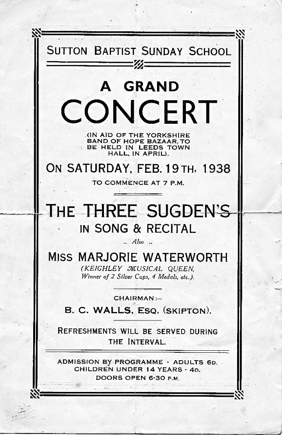 Sutton Baptist Sunday School Concert 1938