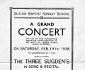 Sutton Baptist Sunday School Concert 1938 Programme