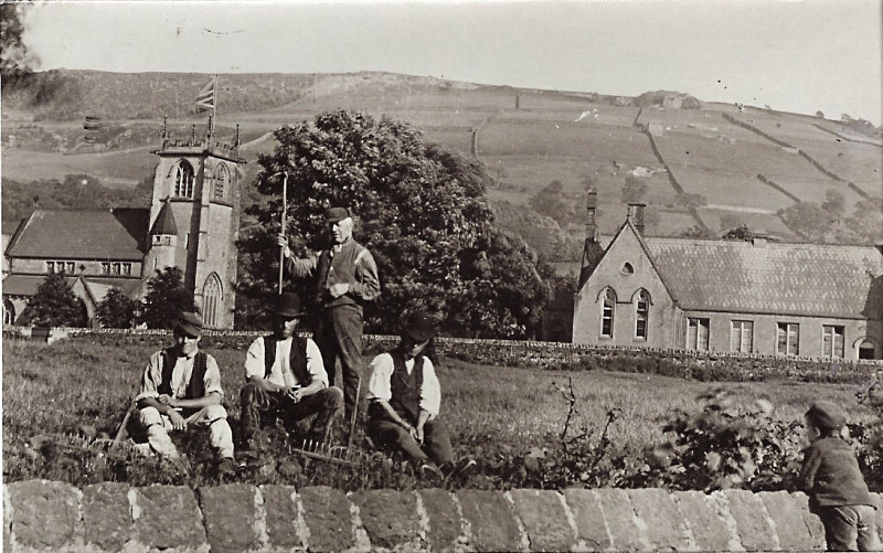 Hay time in the Otter Holes c1900, click to see a large version.